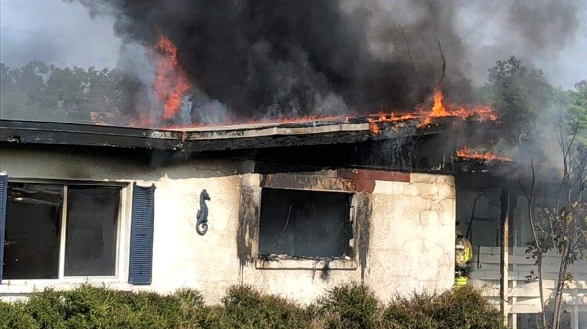A fire Sunday afternoon gutted a house on the northwest corner of 30th Avenue West and Garden Lane in Bradenton, just across the street from the entrance to the Water’s Edge of Bradenton community.