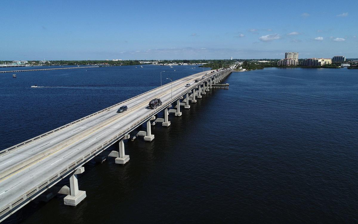 The FDOT will be studying 11 bridge options provided by the Central Manatee Network Alternative Analysis. It will take between 18 and 24 months. The DeSoto Bridge from the Bradenton side.