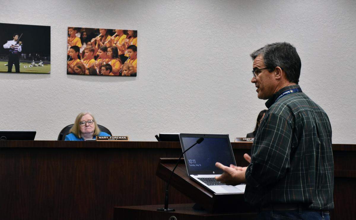 Former School Board Member Charlie Kennedy speaks during public comment Tuesday, May 16, as the School District of Manatee County discusses hiring a new superintendent. The board voted to hire Jason Wysong from Seminole County Schools.