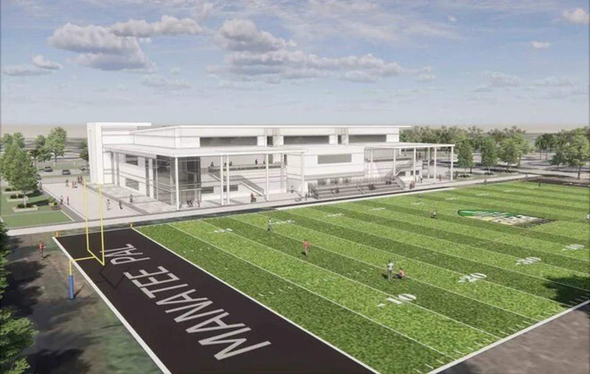 A rendering shows Bradenton’s City Park, which will include new baseball fields, a football field, a “Miracle Field” and a community resource center. Construction is set to begin in May 2026. 