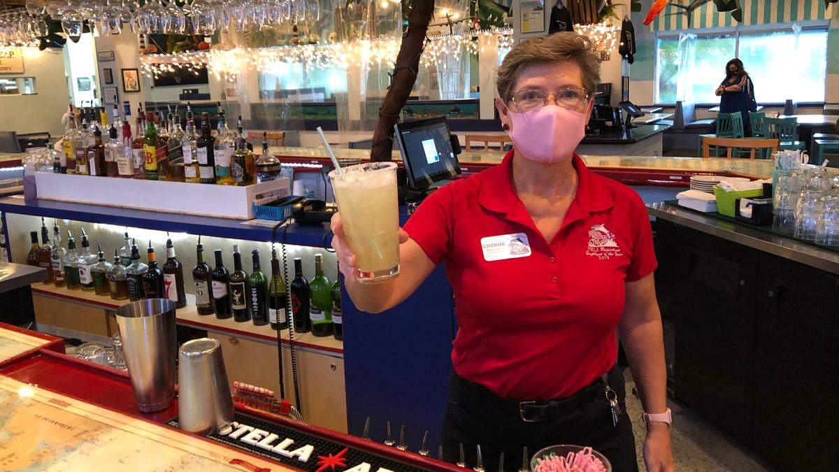 Chesise Sherwin is one of the longest serving staff members at the Anna Maria Oyster Bar.