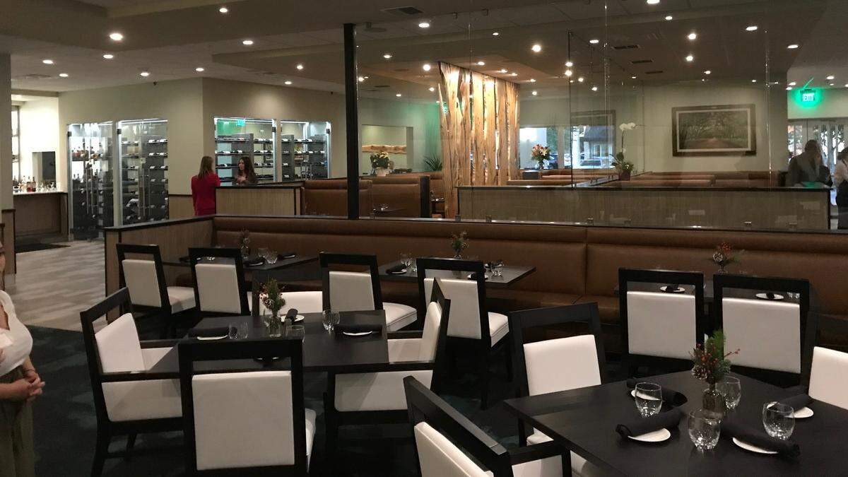 The main dining area at Grove restaurant is bright and cheerful. The restaurant opens for lunch and dinner Monday, Dec. 10.