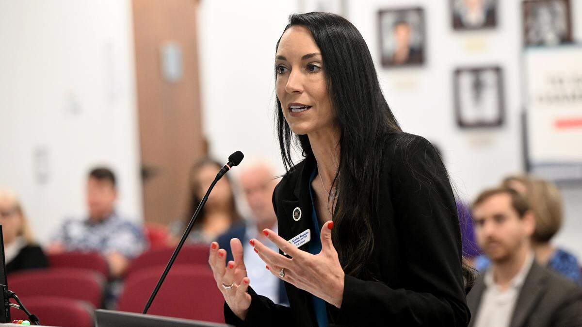 Kendra Simpkins, chief executive officer of Operation Warrior Resolution during a meeting of the Manatee County Board of Commissioners to discuss a proposal requiring nonprofits receiving county funding to verify the legal status of clients.