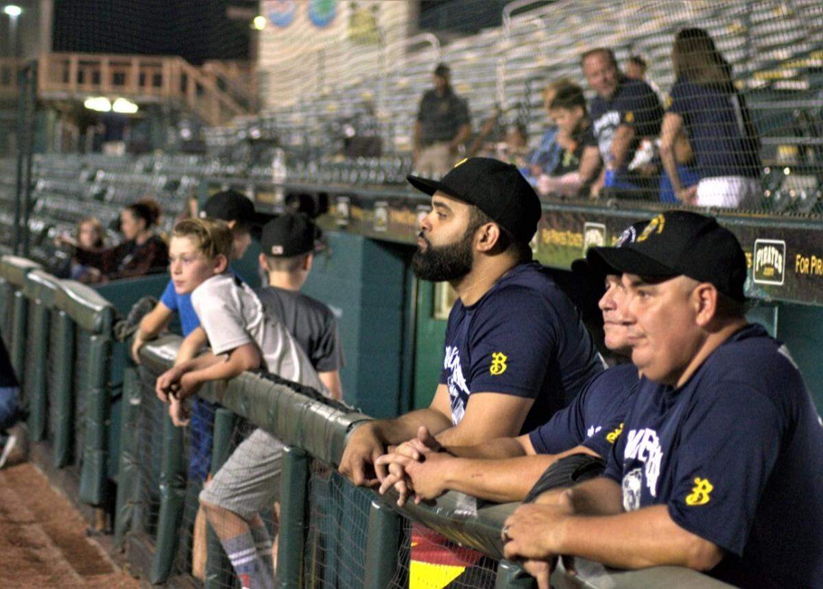 The Bradenton Police Department faced off against the Manatee County Sheriff’s Office in “Battle of the Badges,” a baseball match for charity at LECOM Park on Tuesday.