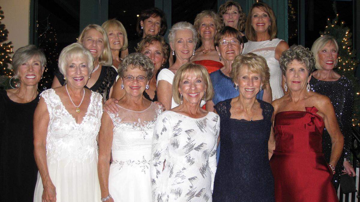 University Park Country Club was transformed into a magical holiday and winter wonderland for the 140 guests attending the University Park Women's Club (UPWC) annual Diamond and Crystal Ball on Dec. 5. The event raised $15,000 for Just for Girls Academy in Bradenton. Event committee members are, front row, from left, Deborah Van Brunt, Terry Kees, Mary Conklin, Evelyn Cooper, Jennifer Bauer and Jane Paschke. Middle row, from left, Linda Schauer, Katy Arrellaga, Nancy Kopnisky, Doris Amspoker and Terry Needell. Top row, from left, Mary Leflar, Anne Walsh, Ronni Lundy, Kay Williams and Beckie Suverkrup. 
 PHOTO PROVIDED