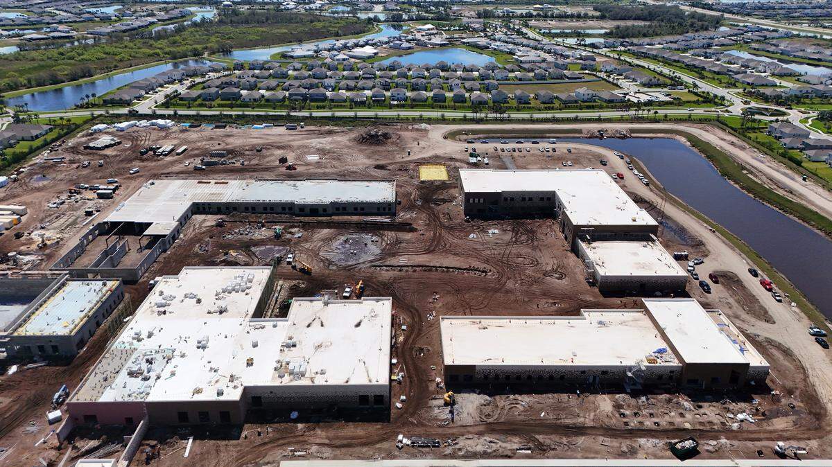 Next school year, the School District of Manatee County will have new attendance zone maps for elementary and middle schools, meaning some students may need to change schools.  Lake Manatee K-8, which opened in August, is shown under construction in this February 2025 Bradenton Herald file photo.