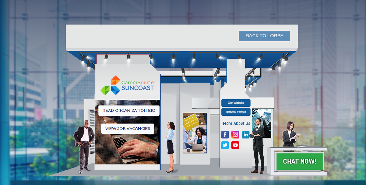 An example of an employer booth that career seekers may see at the virtual job fair being conducted on Aug. 18 by CareerSource Suncoast.