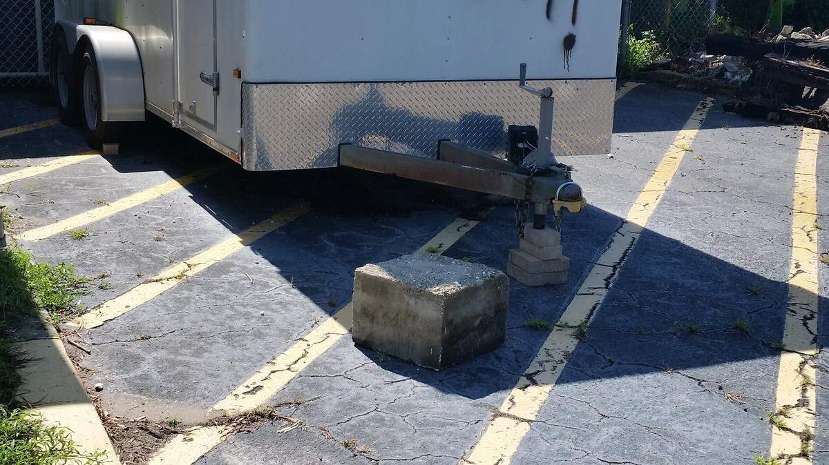 A trailer belonging to Keith Dougherty was stolen this week. The trailer, which was vandalized in September at Our Lady Queen of Martys Catholic Church, had since received a fresh coat of white paint. Dougherty said the trailer contained meaningful belongings from his son, who was killed in Iraq in 2004.PHOTO PROVIDED