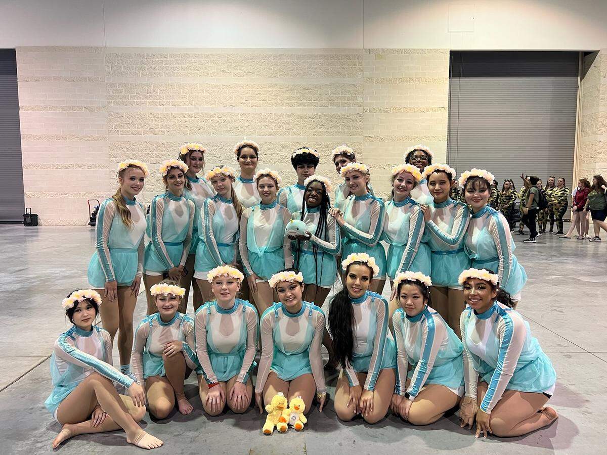 Braden River High School’s 2022 junior varisty winter guard poses for a group photo.