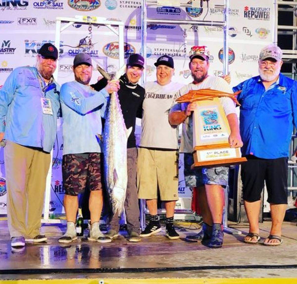Team Lagerhead shows off their winning 38.87-pound  king mackerel at the 28th annual&nbsp;Old Salt Spring King of the Beach Fishing Tournament on April 30, 2022. 