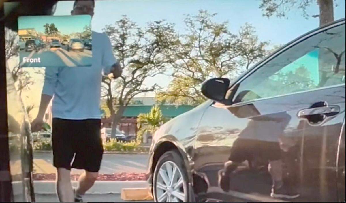 Bradenton Police are searching for someone who allegedly vandalized three Teslas parked at Pinebrook Commons Shopping Plaza on March 11.