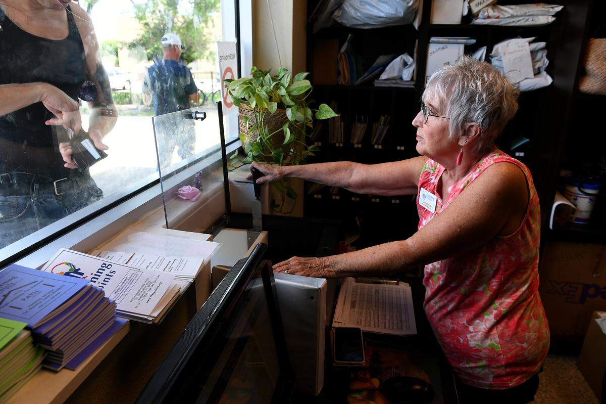 Charlotte Lammes has worked at Turning Points homeless assistance for ten years. Lammes, who works in the mail room where the homeless can get their mail, says she has seen an uptick in the volume of mail recently.