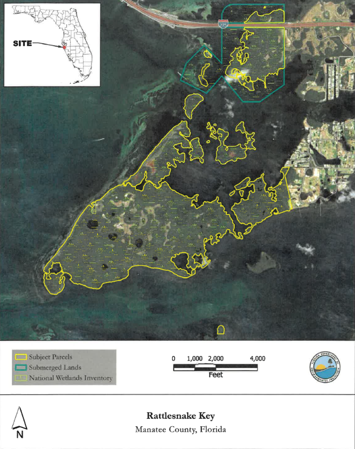 A map provided to a property owner by the Florida Department of Environmental Protection shows private lands that are excluded from Terra Ceia Aquatic Preserve.