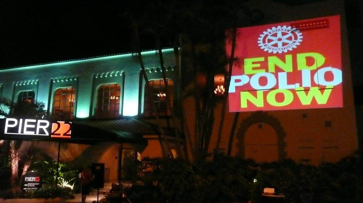 The Bradenton Rotary Club plans to light up Pier 22 with an End Polio Now display on Oct. 24, which is World Polio Day and the day that a portion of every diner's bill at Pier 22 will go to end polio. 
 PROVIDED PHOTO