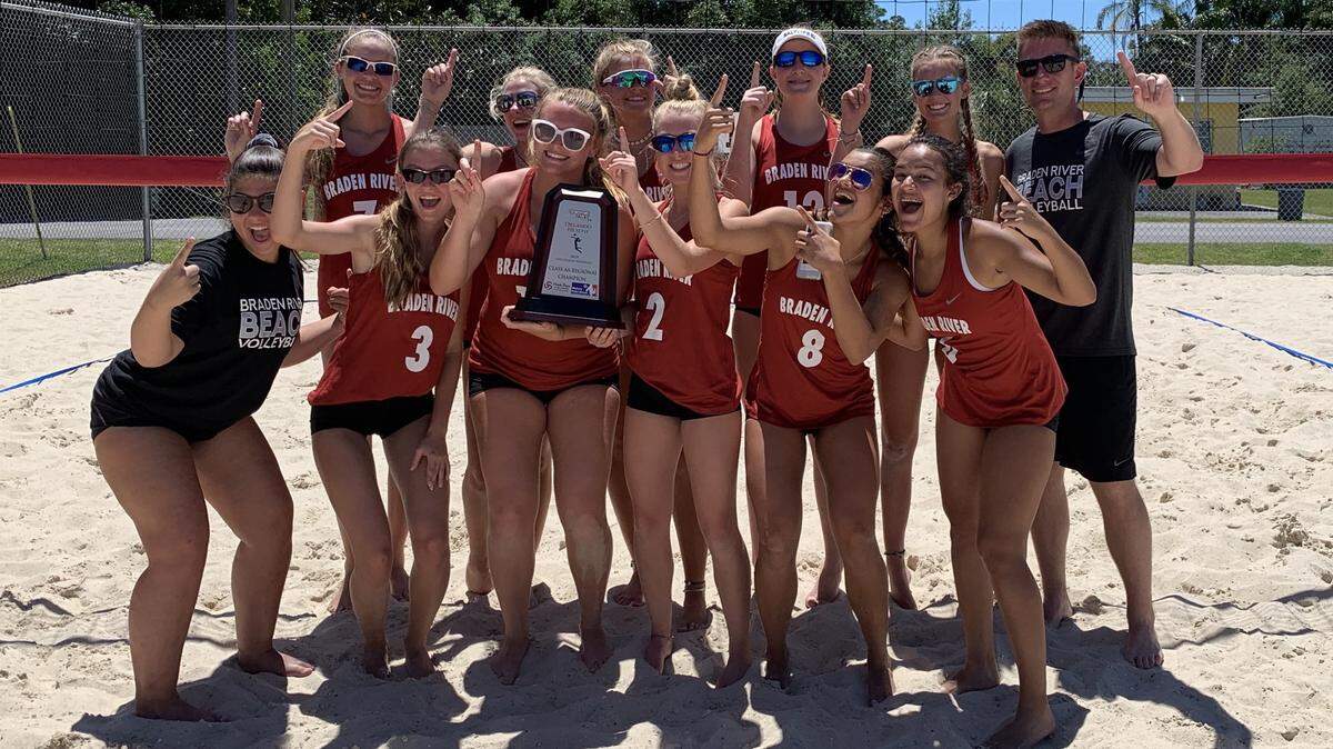 Braden River celebrates after winning a regional championship for the second straight year. The Pirates finished third in 2018 and will look to improve on that April 26-27 in Tavares.