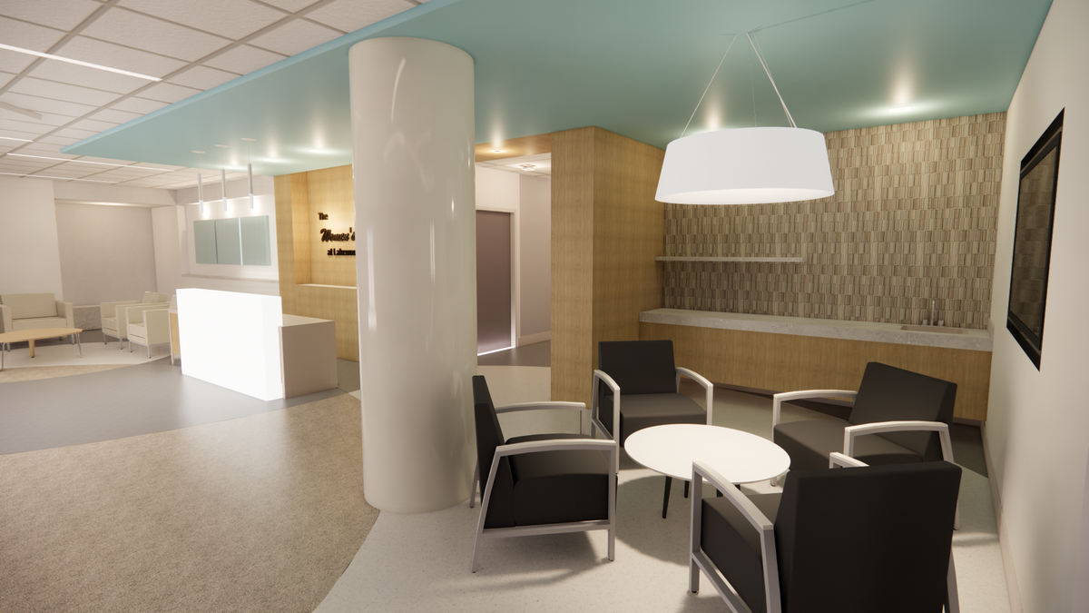 The lobby area of the Women’s Center at Lakewood Ranch Medical Center will be modernized to offer a welcoming atmosphere to expectant mothers as they arrive.&nbsp;
