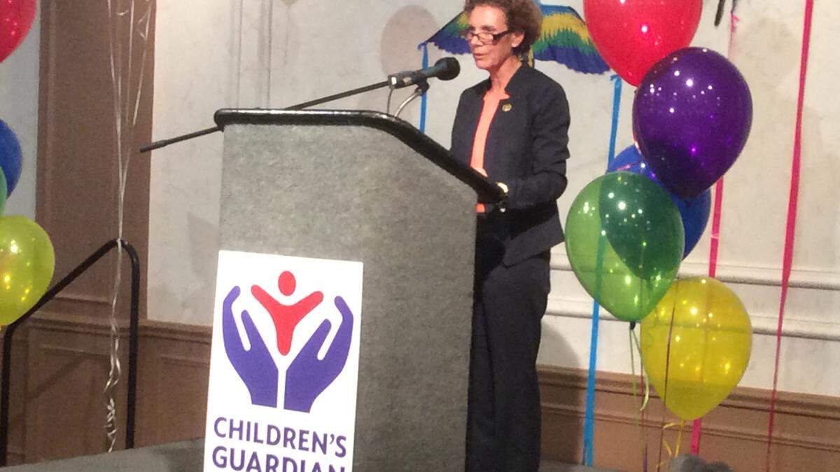 Manatee County Sheriff's Office Major Connie Shingledecker delivers keynote speech at the Children's Guardian Fund Fall Luncheon at Michaels on East in Sarasota Thursday afternoon. 
 JESSICA DE LEON/Bradenton Herald