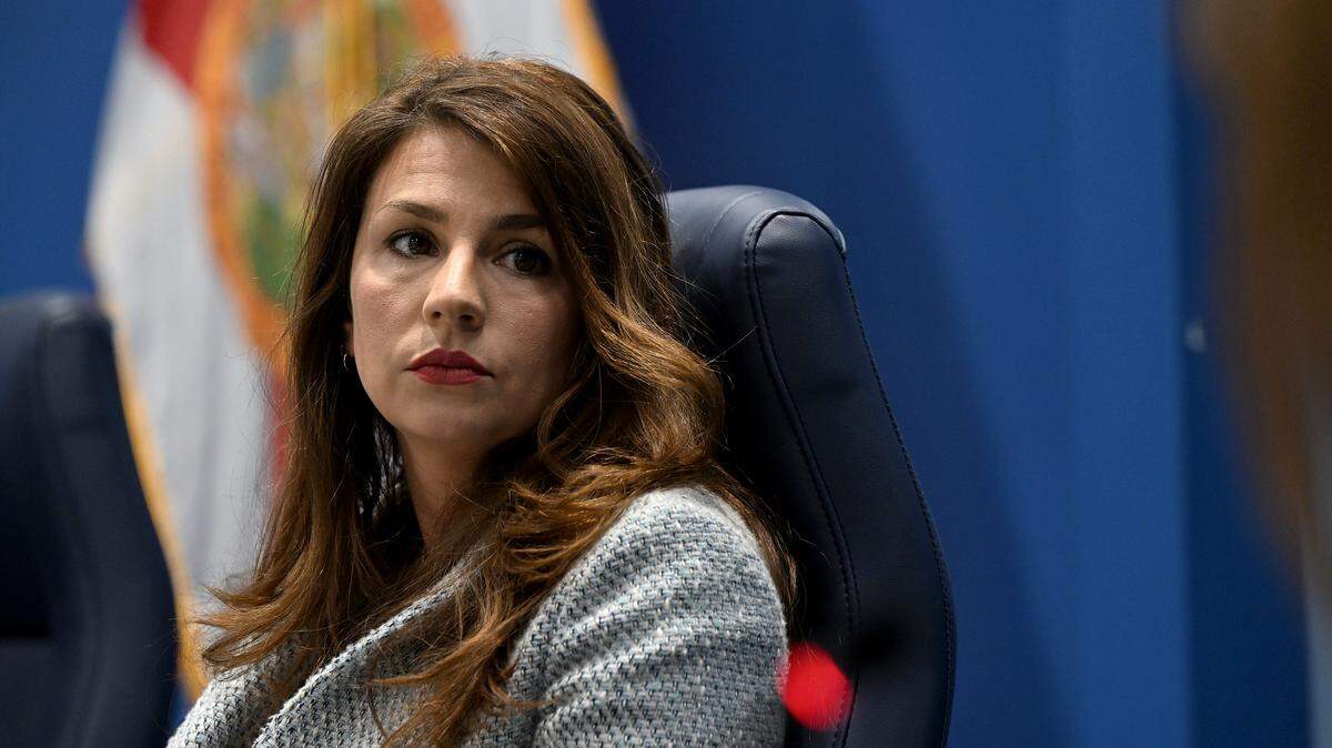 Commissioner Amanda Ballard, who brought forward a proposal to update Manatee County Government’s nonprofit funding policy to ensure taxpayer money is not used to provide services to undocumented immigrants, is pictured during a Manatee County Commission meeting on Nov. 4, 2025.