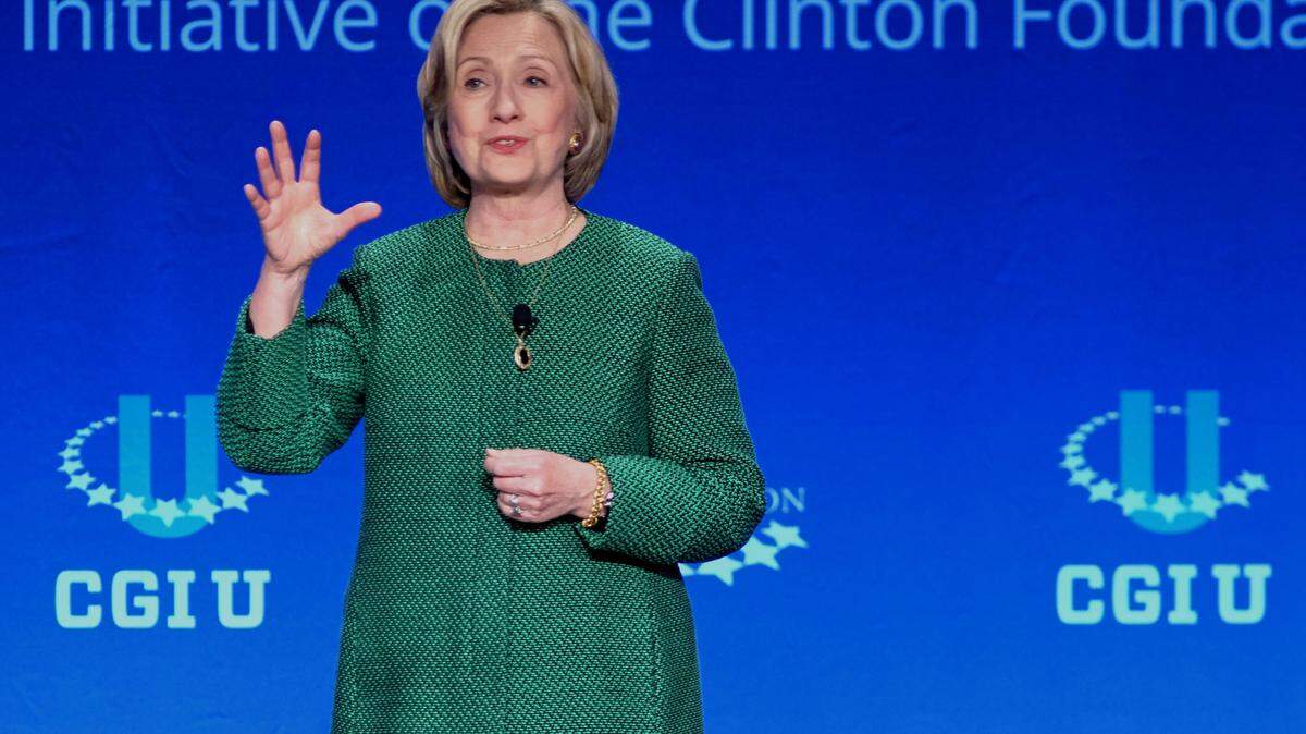 Former Secretary of State Hillary Rodham Clinton speaks at a university conference sponsored by the Clinton Global Initiative at the University of Miami, Saturday, March 7, 2015, in Coral Gables, Fla. (AP Photo/Gaston De Cardenas)