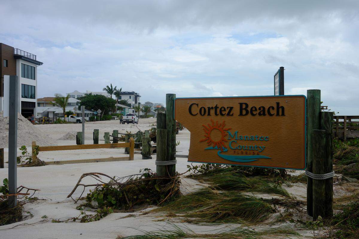 Hurricane Helene damaged beach access entrances on Anna Maria Island as the powerful Category 4 storm passed Manatee County in the Gulf of Mexico.