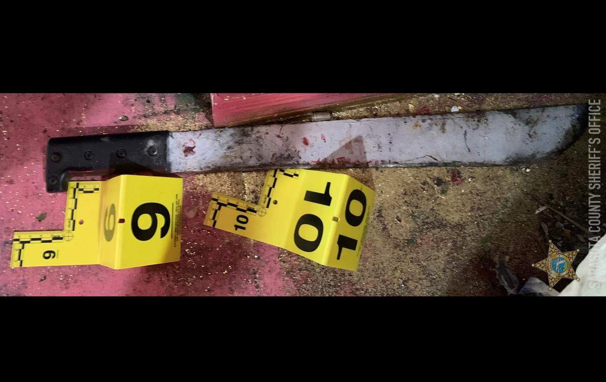 Sarasota County Sheriff’s Office deputies shot and killed a burglary suspect armed with a machete after he chopped a deputy in the hand, the sheriff’s office said Thursday.&nbsp;