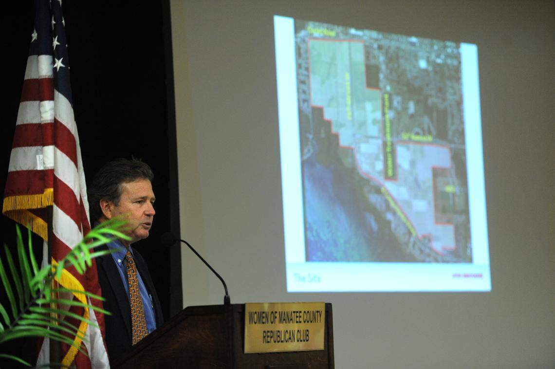3/12/2015--Whiting Preston talks about his proposed multi-use community, Lake Flores, during a 2015 presentation to the Women of Manatee County Republican luncheon.