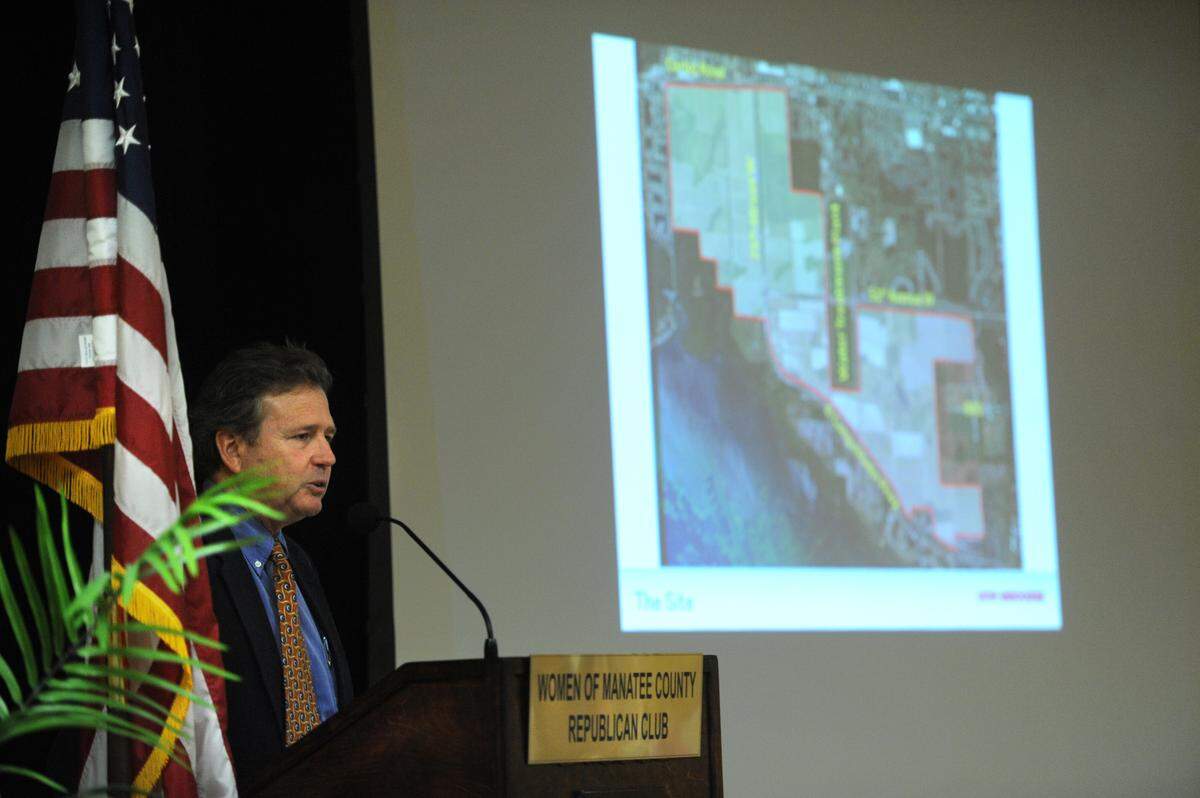 3/12/2015--Whiting Preston talks about his proposed multi-use community, Lake Flores, during a 2015 presentation to the Women of Manatee County Republican luncheon.