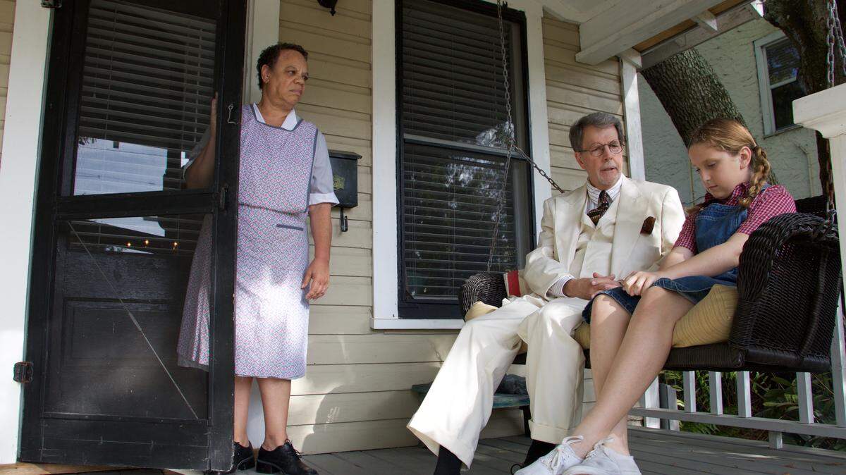 From left, Eileen Price, Mark Shoemaker and Olivia Garland star in "To Kill a Mockingbird" at the Kiwanis Theater at the Manatee Performing Arts Center. Hanna Persson/publicity photo