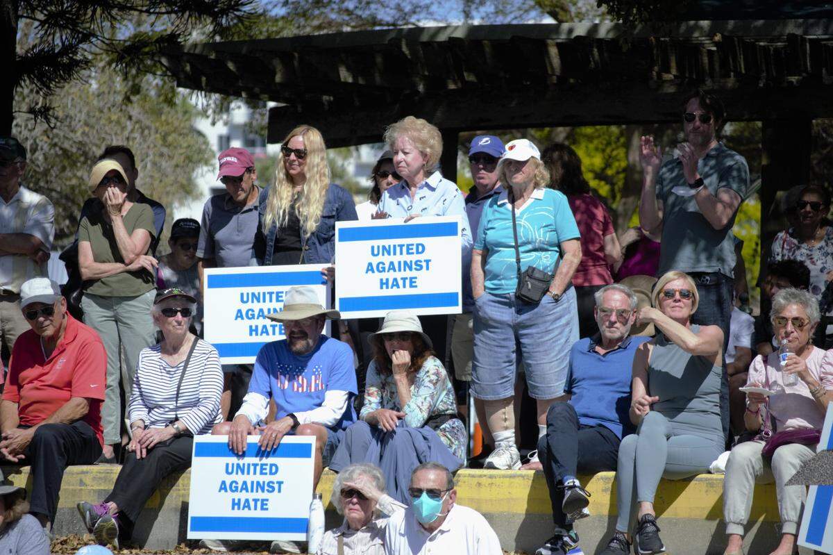 After antisemitic fliers were littered through several Sarasota neighborhoods, hundreds of community members gathered at Bayfront Park on Feb. 20, 2022 for a “United Against Hate” rally.