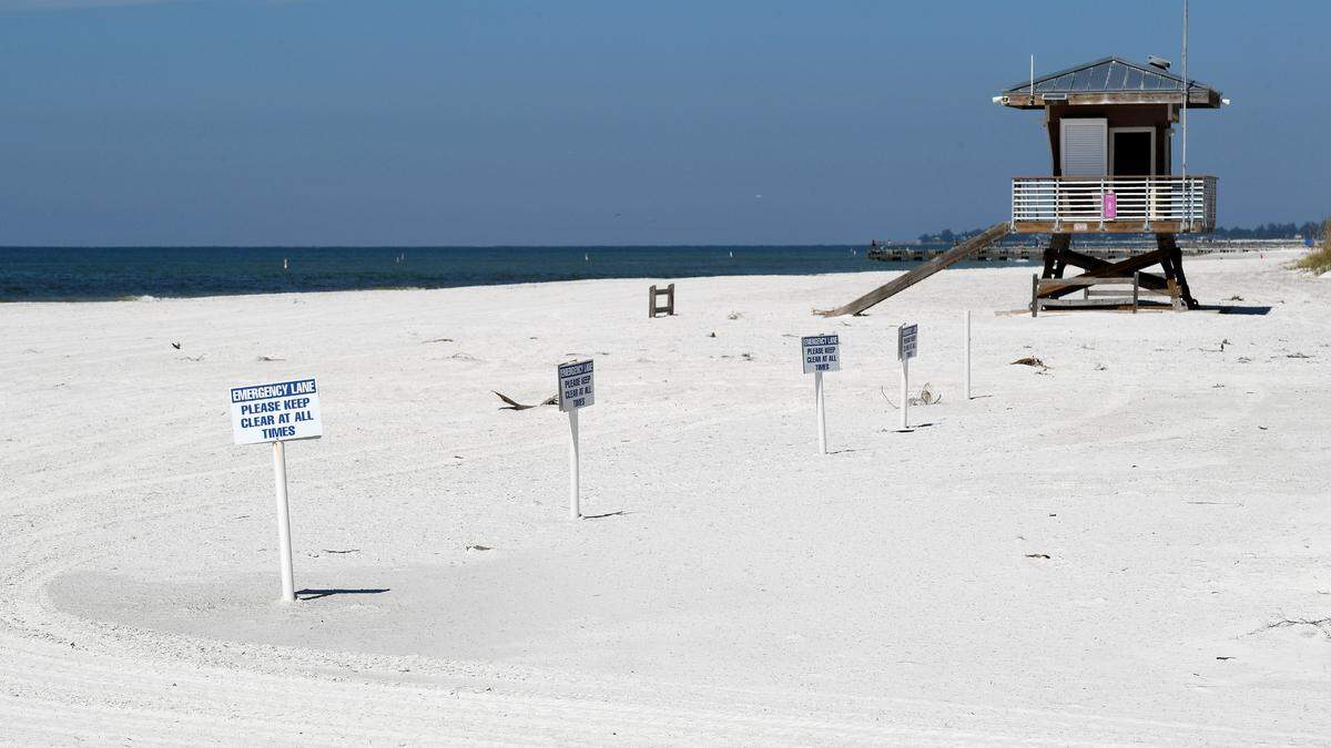 Coquina Beach was still closed for cleanup after Hurricane Ian on October 3, 2022.