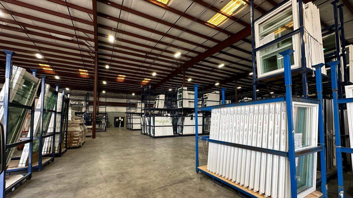 Windows fill a warehouse at 84 Lumber, 1315 17th St. E., Palmetto. The company moved into the 10-acre property in February.