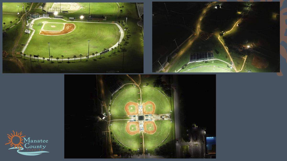Renderings of the planned Little League fields show how lighting would be contained at the new fields planned for Country Club East Park in Lakewood Ranch.