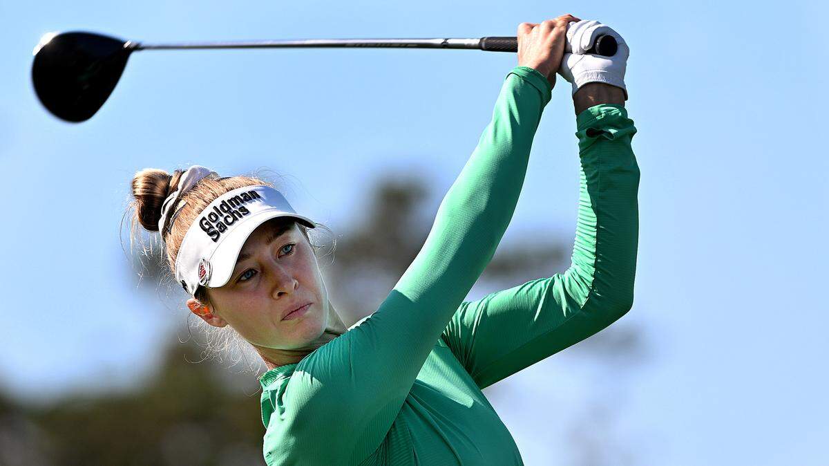 Nelly Korda tees off the 7th hole at the LPGA Founders Cup played at the Bradenton Country Club on Feb. 6, 2025.