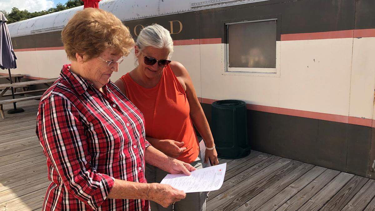 Community activists Norma Kennedy, left, and Gretchen Fowler have high hopes for the future of the fast-growing Parrish community. They are shown at the Florida Railroad Museum.