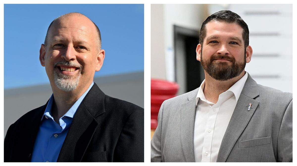 James Satcher (right), the recently appointed Manatee County Supervisor of Elections, will go head-to-head with Scott Farrington (left), a longtime election staffer, to determine who will hold the seat for the next four years.