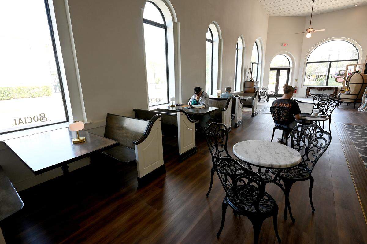 The newly-opened Eleanor’s Coffee and Cakes in Palmetto’s historical State Bank building on 10th Ave. W. on Oct. 21, 2025.