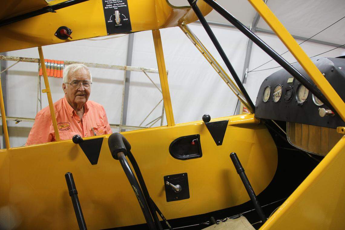 Bill Burton, a flight instructor and airframe and power plant mechanic, is restoring a 1946 J-3 Cub at Airport Manatee.