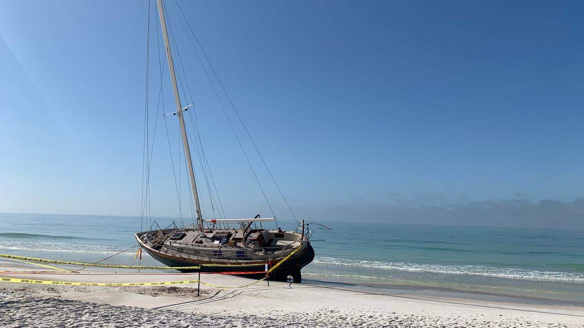 James Gloembiewski of Michigan tried to sail for the first time with two friends from Miami to Tarpon Springs. But they were rescued by the Coast Guard, and his boat was beached on Anna Maria Island on Feb. 12, 2023.