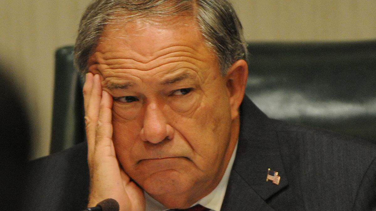 Manatee County School Board member Dave “Watchdog” Miner listens during a school board meeting in this file photo.
