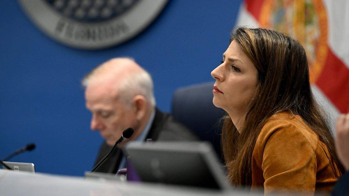 Commissioner Amanda Ballard during the Tuesday BOCC meeting. County leaders have recently voted on measures aimed at slowing down development and funding infrastructure improvements.