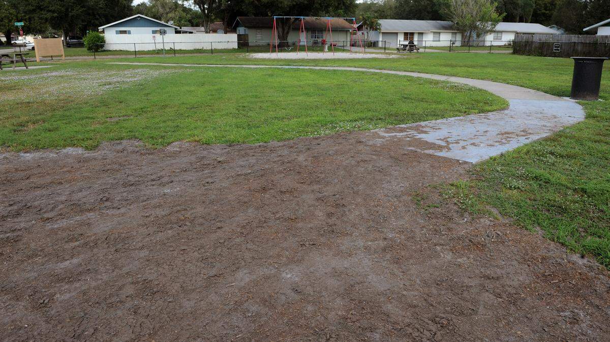 A swing set is all that remains at Manatee Palms Park in East Manatee County after play equipment was removed by the county after it was decided that they could not keep up with the maintenance and vandalism at the park. 
 GRANT JEFFERIES/Bradenton Herald
