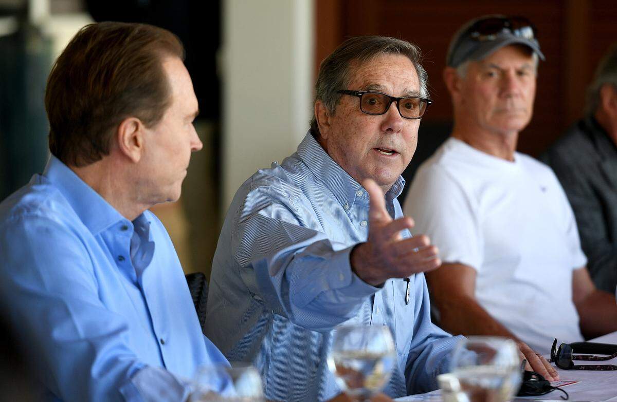 Ed Chiles talks about the ‘All clams on deck’ program during a roundtable discussion on increased levels of red tide in the Southwest Florida at the Beach House Restaurant in Bradenton Beach Friday.