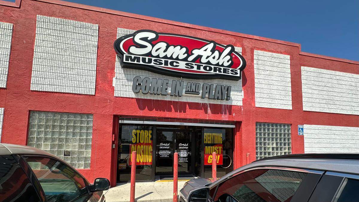 Sam Ash Music at 7606 N. Tamiami Trail, Sarasota, shown 5/6/2024, has started its store closing sale. The company with more than 40 stores coast-to-coast has announced it will be closing all of its locations.