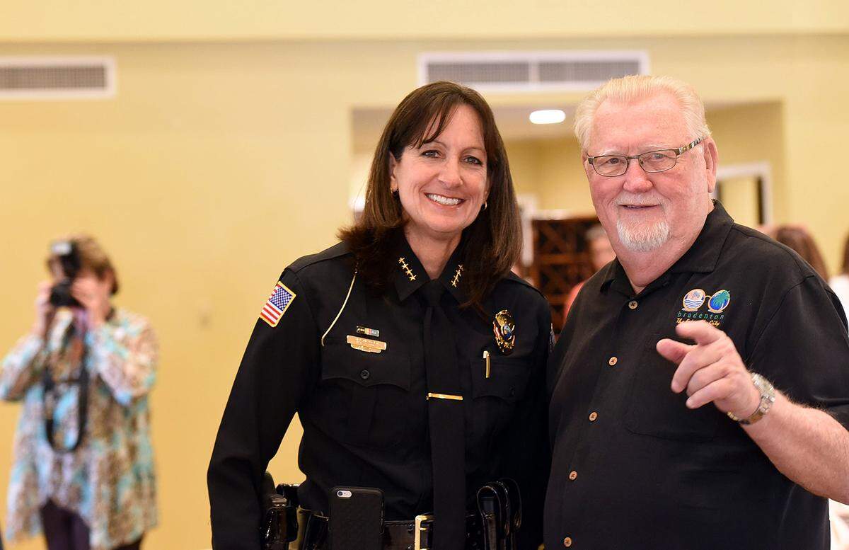 Bradenton Police Chief Melanie Bevan smiles for a photo with Mayor Wayne Poston at a VIP luncheon in this file photo.
