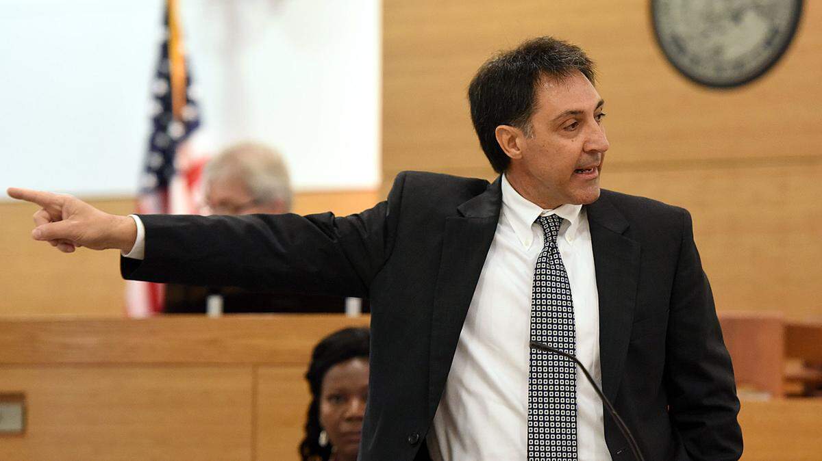 State Attorney for District 12, Ed Brodsky, gives a closing argument in the trial of Elissa Alvarez, 20, and Jose Caballero, 40, charged with two counts of lewd and lascivious exhibition after multiple witnesses reported to law enforcement that the two had been having sex on Cortez Beach.