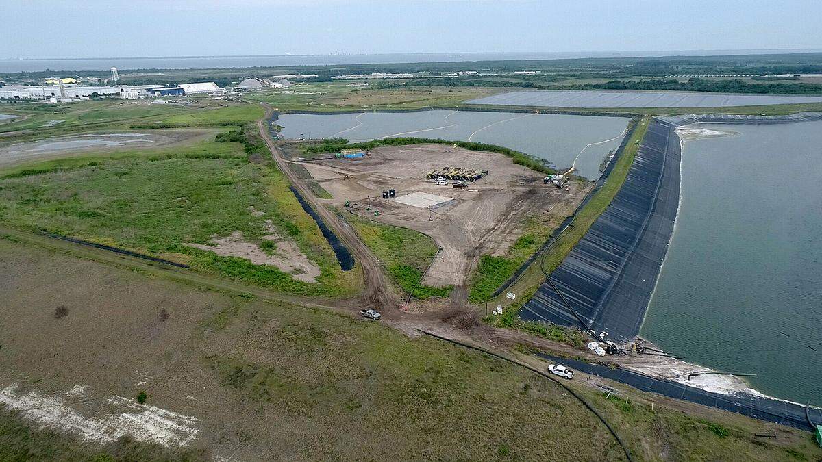 04/21/21—Piney Point as seen from the south above Buckeye Road via drone.