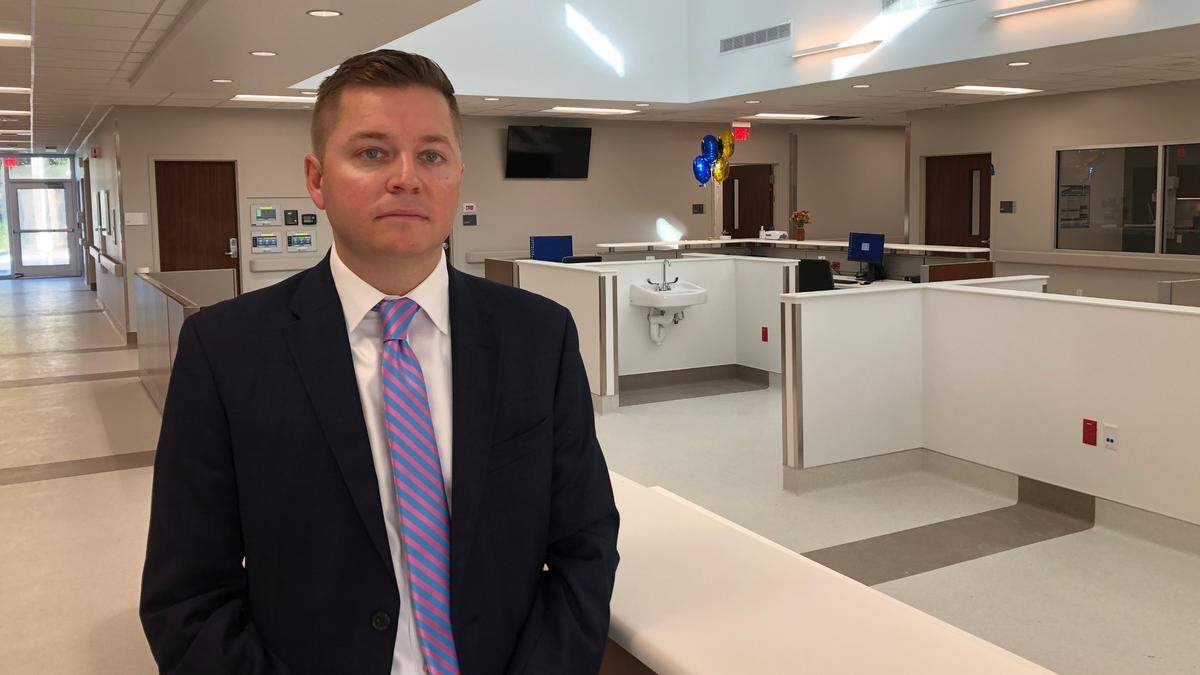 Andy Guz, CEO of Lakewood Ranch Medical Center, stands at the nursing station of the free-standing ER at Fruitville, 6760 Fruitville Road, which is scheduled to open Dec. 1.