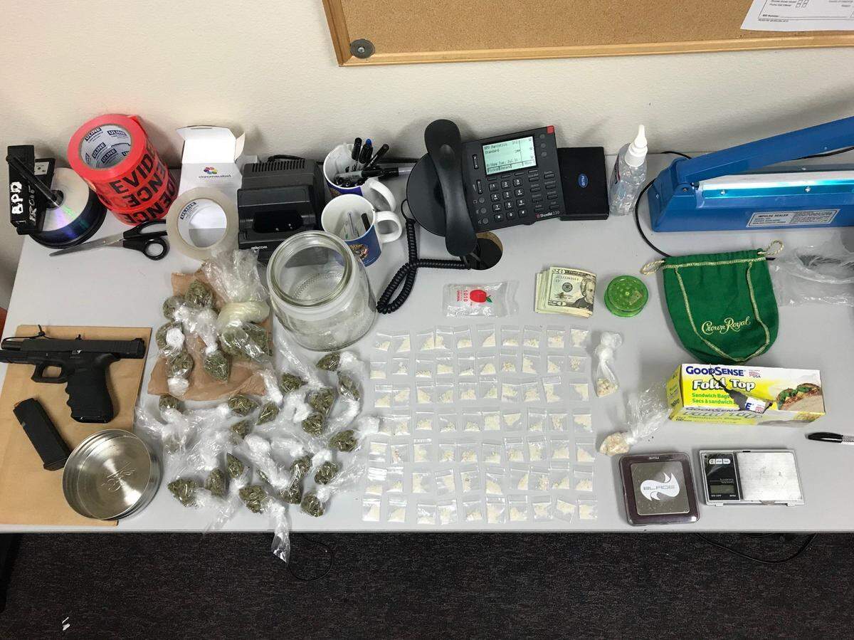 Jermaine Griffin, 23, was charged with felony armed trafficking after police say they found 98.5 grams of marijuana, 53 grams of methamphetamine, a loaded .40 caliber Glock and drug paraphernalia in the car he was driving during a traffic stop.