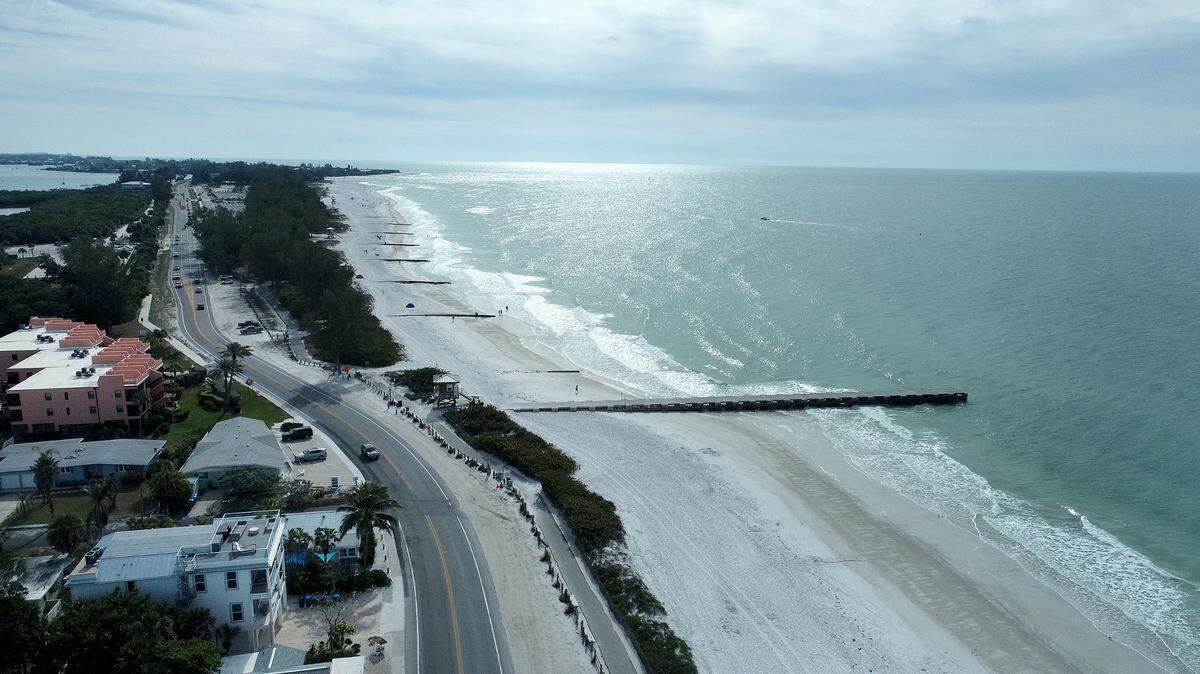 The beaches along the southern end of Anna Maria Island were sparsely populated as a cold wind blew.