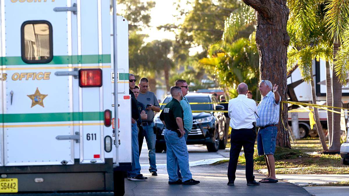 Deputies investigate the scene of a double homicide in the Arbor Terrace RV park that happened at around 12:06 pm Friday, Nov. 10.